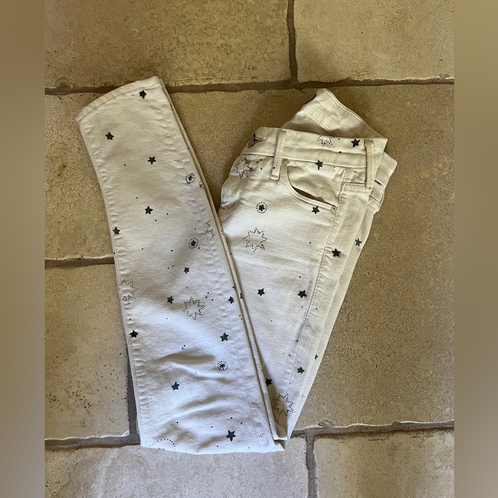 Mother High Waist Star & Moon White Skinny Jean